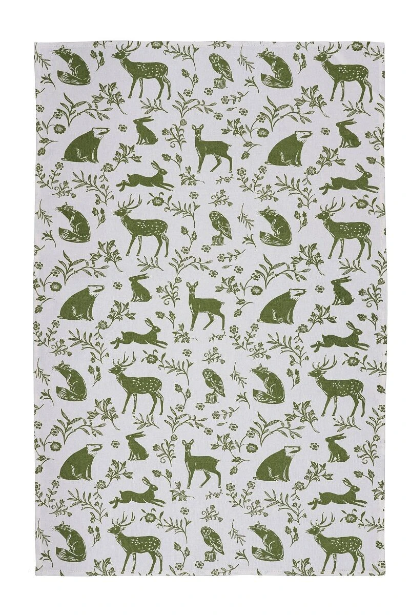 Ulster Weavers Forest Friends Theedoek Katoen Sage & Terracotta 2-delig 2 Ulster Weavers Forest Friends Theedoek Katoen Sage & Terracotta 2-delig - Afbeelding 2