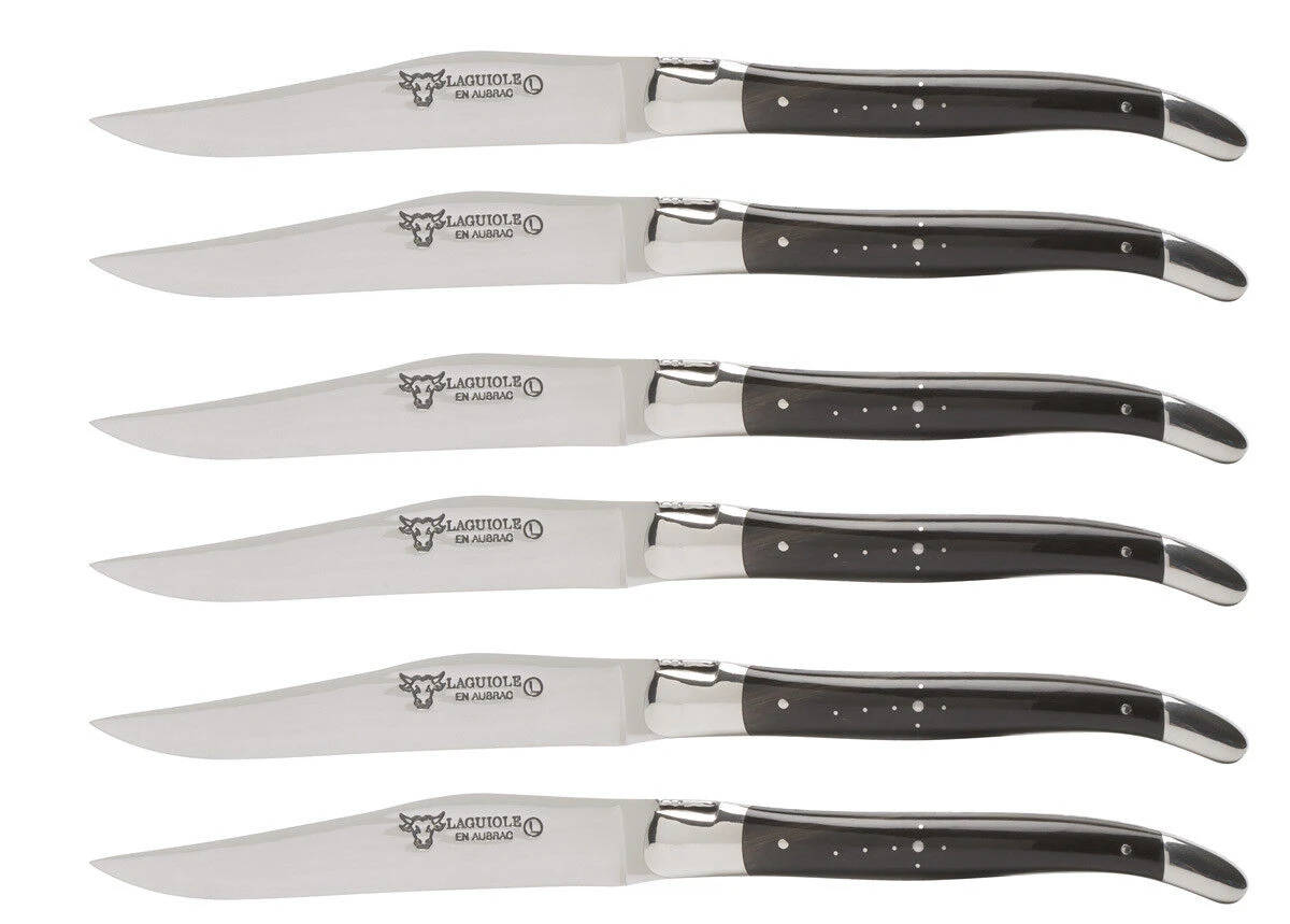 Laguiole En Aubrac Shepherd's Cross Steakmes 11,5 Cm Buffelhoorn 6 Stuks 1 Laguiole En Aubrac Shepherd's Cross Steakmes 11,5 Cm Buffelhoorn 6 Stuks