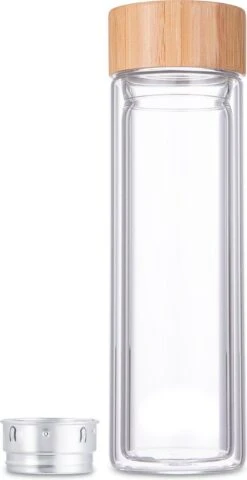 Oldenhof Drinkfles Dubbelwandig Met Theefilter 400 Ml Glas