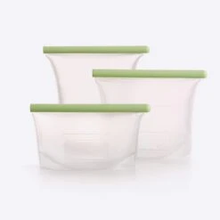 Lekue Lékué Herbruikbare Voorraadzakken Silicone Transparant/groen 3-delig