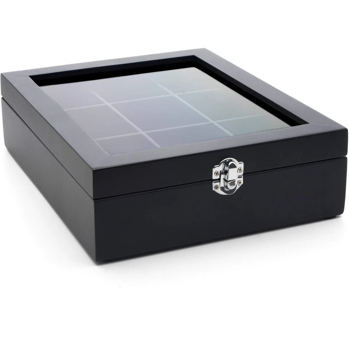 Bredemeijer Theedoos 9 Vakken Bamboe Zwart / Glas 1 Bredemeijer Theedoos 9 Vakken Bamboe Zwart / Glas