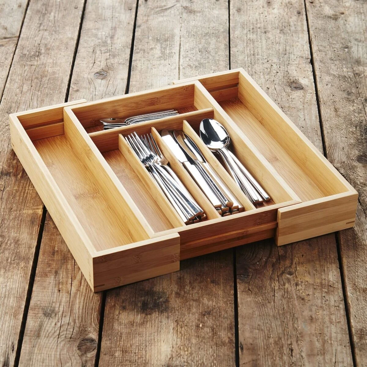 Point-Virgule Vertelbare Besteklade 40,5 X 26,5 X 6,5 Cm Bamboe 2 Point-Virgule Vertelbare Besteklade 40,5 X 26,5 X 6,5 Cm Bamboe - Afbeelding 2