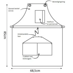 Alaskan Maker N°281 Schort 85 X 68,5 Cm Katoen Leer Fern Green -Keuken Benodigdheden explication 281 2 1