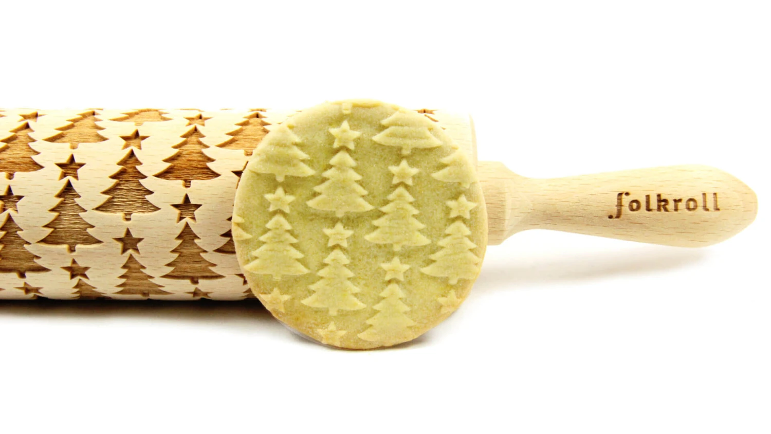 Folkroll Christmas Tree Deegroller 43 Cm Beukenhout 2 Folkroll Christmas Tree Deegroller 43 Cm Beukenhout - Afbeelding 2