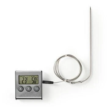 Oldenhof Oventhermometer Met Draadsensor En Timer Kunststof Grijs 1 Oldenhof Oventhermometer Met Draadsensor En Timer Kunststof Grijs
