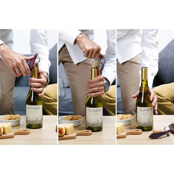 Peleg Bottle Tie Kurkentrekker Wijnglazenpatroon 11,5 Cm Rvs Rood - Afbeelding 4