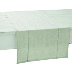 Charvet RYTHMO Tafelloper 150 X 45 Cm Linnen Beige/rozemarijn Groen