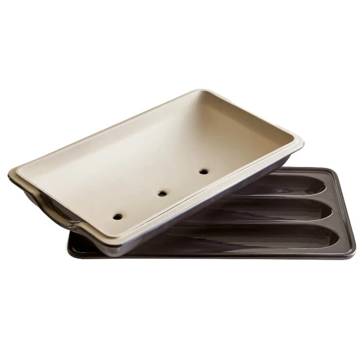 Emile Henry Baguettesvorm 39 X 24 Cm Aardewerk Zwart 2 Emile Henry Baguettesvorm 39 X 24 Cm Aardewerk Zwart - Afbeelding 2