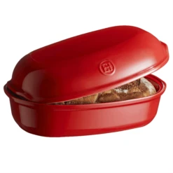 Emile Henry Le Pain Artisan Broodbakpan 34 X 21,5 Cm Aardewerk Rood