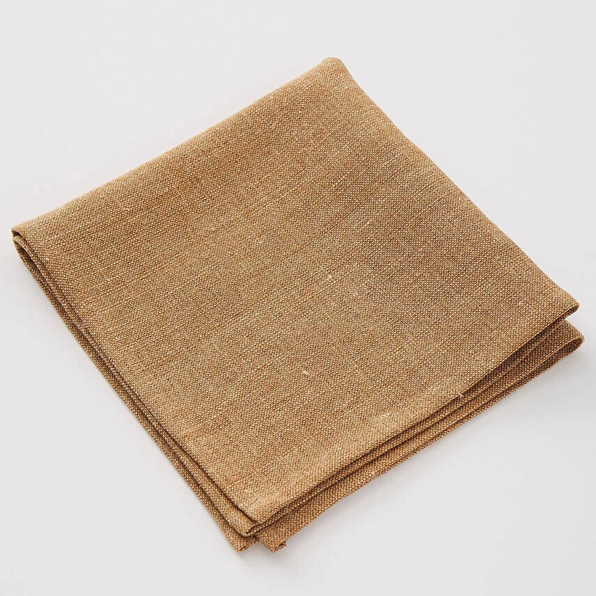 Charvet PEPITE Servet 45 X 45 Cm Linnen Roestgeel/beige 1 Charvet PEPITE Servet 45 X 45 Cm Linnen Roestgeel/beige