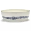 Serax Feast By Ottolenghi Saladekom ø 27,5 Cm H 9,5 Cm Aardewerk White + Swirl-Stripes Blue