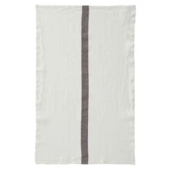 Charvet DOUDOU Theedoek 75 X 45 Cm Linnen Wit Met Bruine Streep