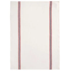 Charvet DRAPEAU Theedoek 55 X 75 Cm Linnen Wit Met Rood/blauw Streep