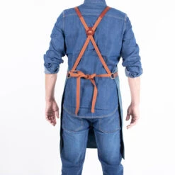 Alaskan Maker N°281 Schort 85 X 68,5 Cm Katoen Leer Peacock Blue -Keuken Benodigdheden tablier n281 3