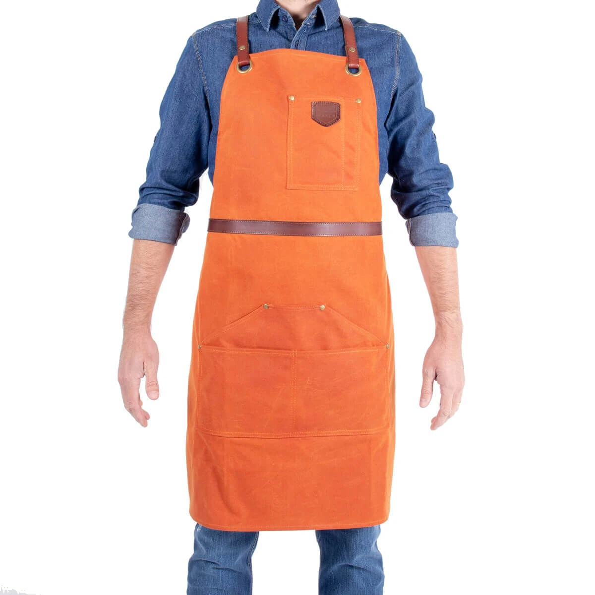 Alaskan Maker N°281 Schort 85 X 68,5 Cm Katoen Leer Orange 1 Alaskan Maker N°281 Schort 85 X 68,5 Cm Katoen Leer Orange