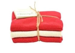 Solwang Design Vaatdoekjes 25 X 25 Cm Katoen Nature/Warm Red 3 Stuks